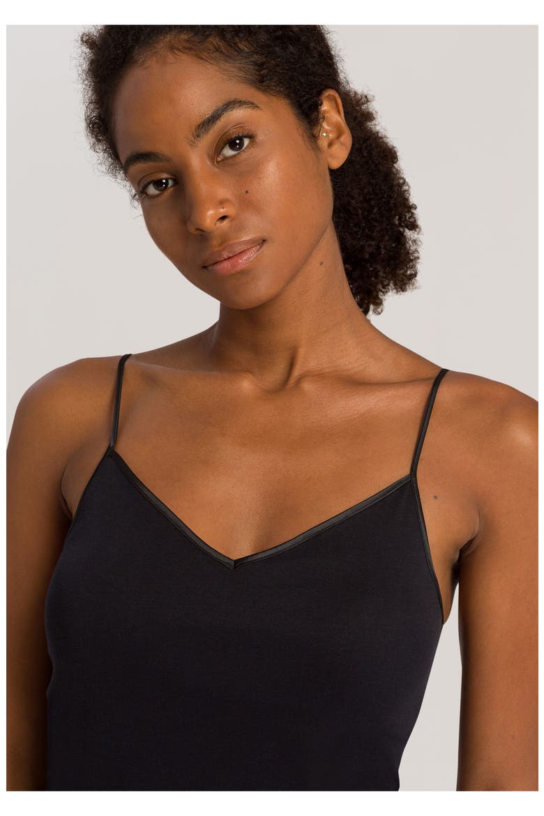 Cotton Seamless Padded Spaghetti Camisole, Alternate, color, BLACK