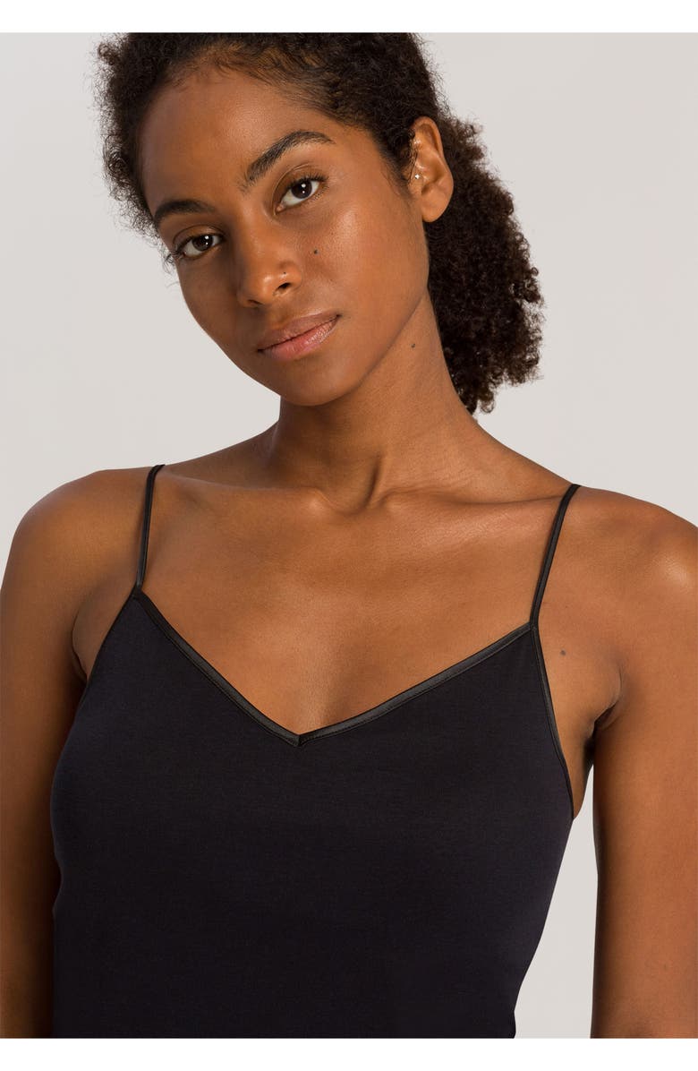 Hanro Seamless Padded Cotton Camisole, Alternate, color, Black