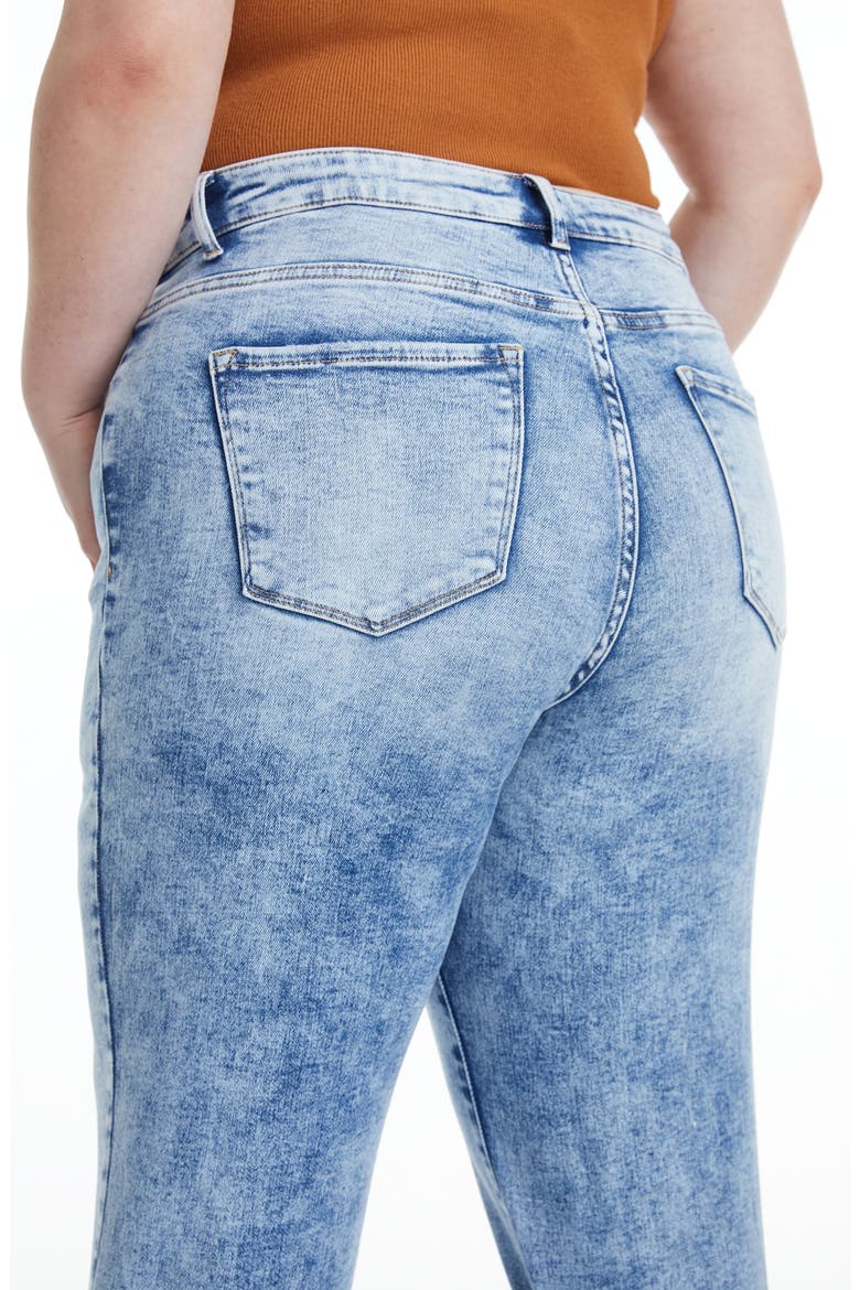 High Waist Raw Hem Wide Leg Jeans, Alternate, color, SNOW DREAMS