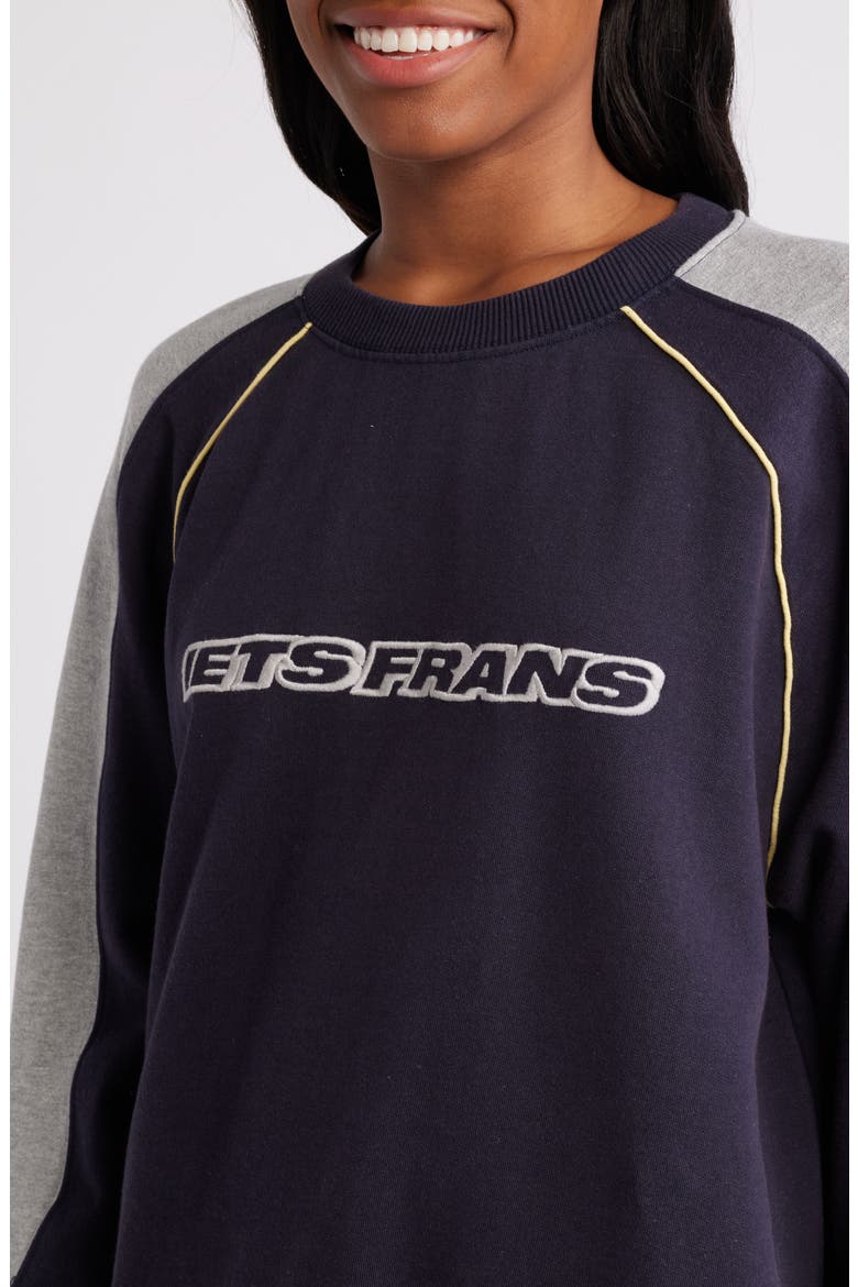 Colorblock Cotton Graphic Sweatshirt, Alternate, color, NAVY