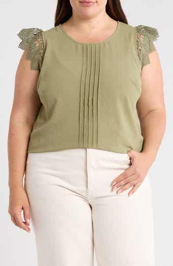 Adrianna Papell Lace Cap Sleeve Textured Top