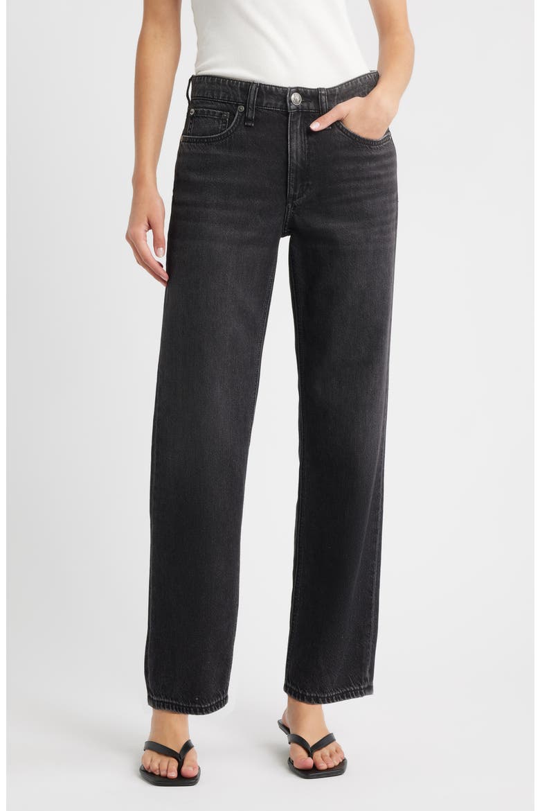 Featherweight Dre Low Rise Baggy Boyfriend Jeans, Main, color, JET BLACK