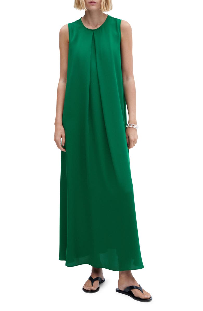 MANGO Pleat Sleeveless Maxi Dress, Main, color, 