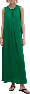 MANGO Pleat Sleeveless Maxi Dress