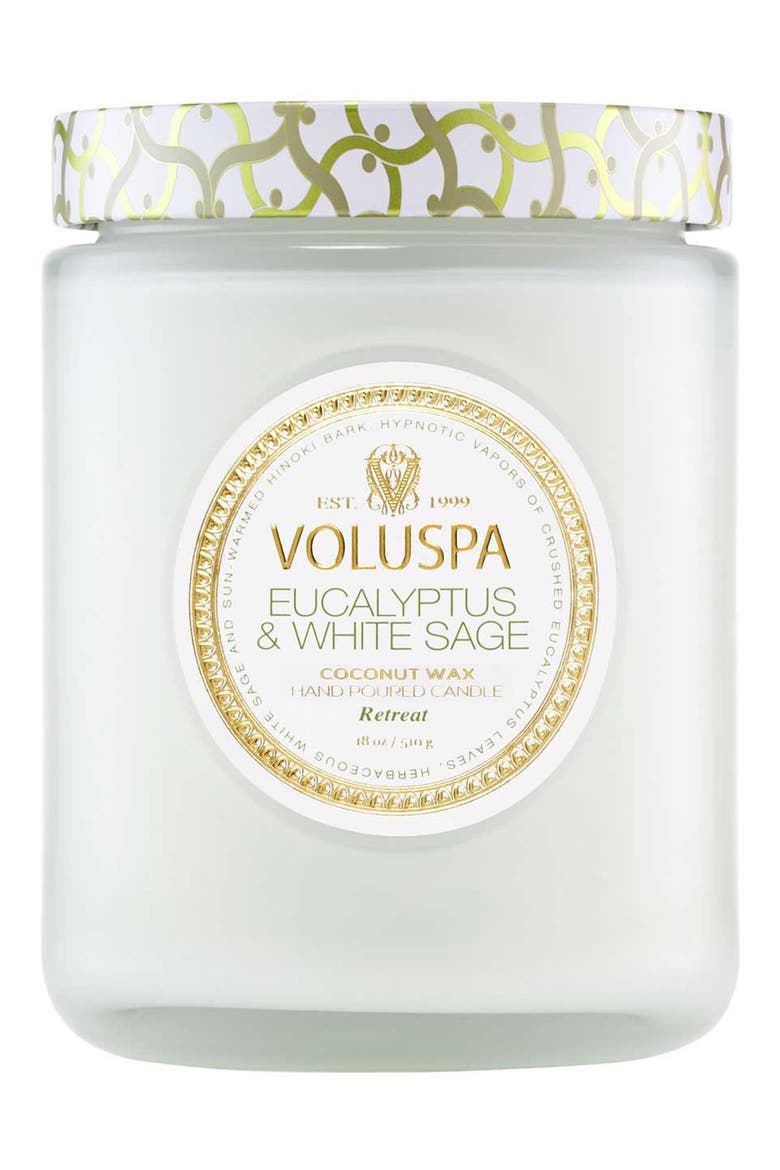 Eucalyptus & White Sage Large Jar Candle, Main, color, EUCALYPTUS & WHITE SAGE