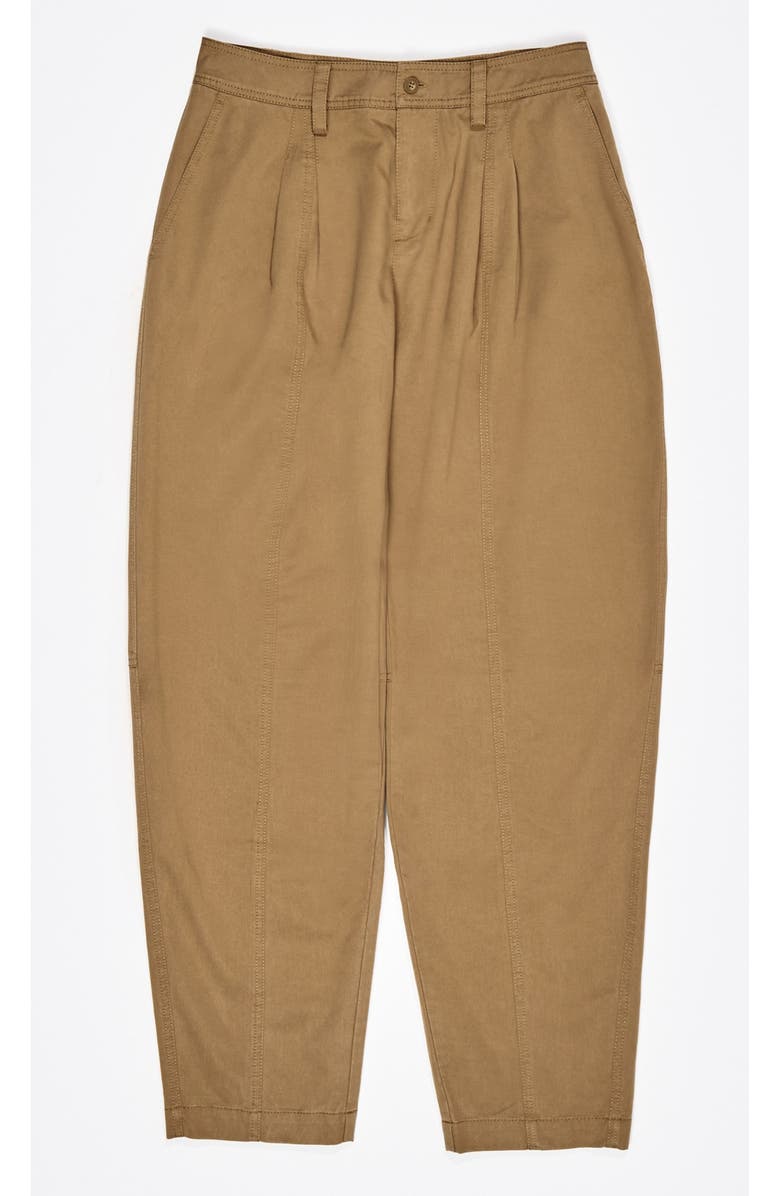 Bimba y Lola Washed Cotton Darted Trousers, Alternate, color, Camel