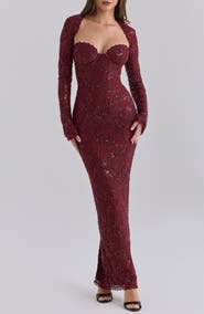 HOUSE OF CB Lucelle Embellished Lace Maxi Dress with Removable Bolero