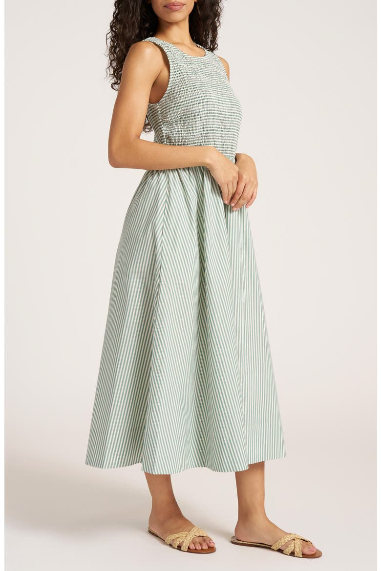 Verona Stripe Midi Dress, Alternate, color, JADE