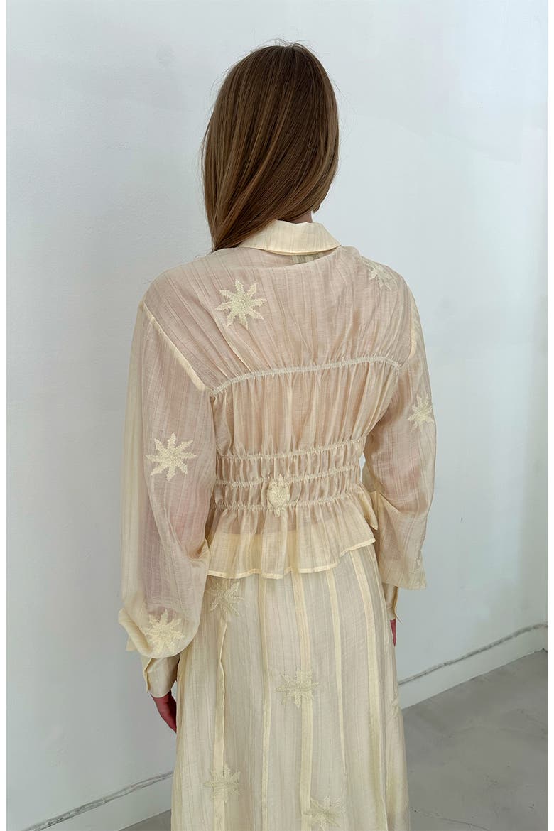 Kaia Floral Embroidered Button Up Shirt, Alternate, color, Butter Yellow