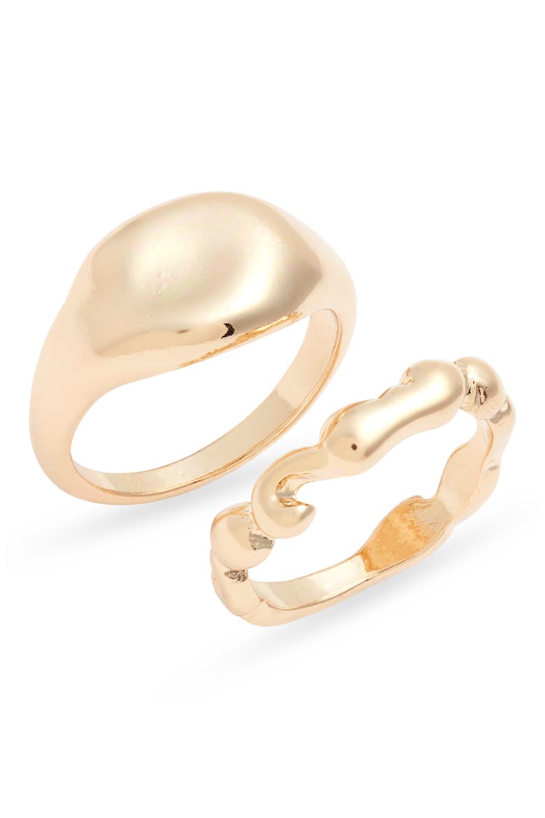 Set of Two Organic Shape Rings, Main, color, GOLD