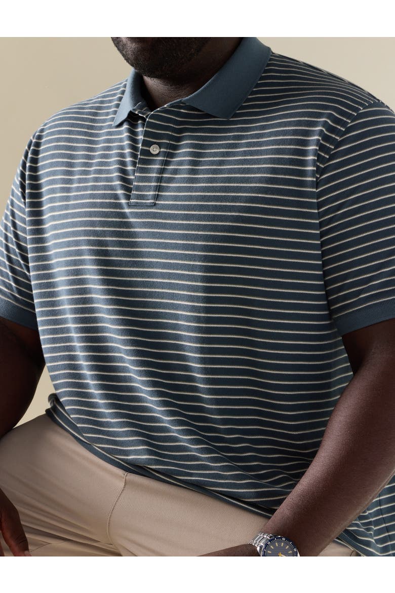 Big & Tall Tri-Color Striped Polo Shirt V2, Alternate, color, DARK SLATE