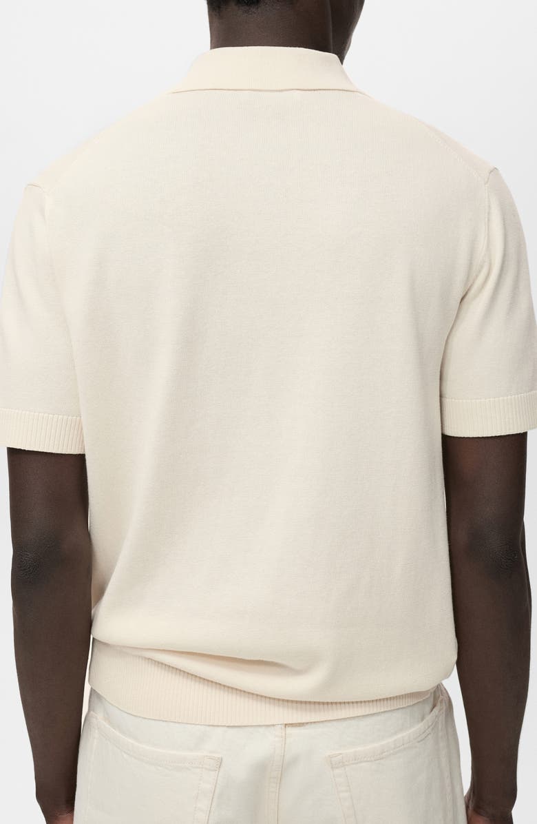 MANGO Cotton Blend Knit Polo, Alternate, color, Off White