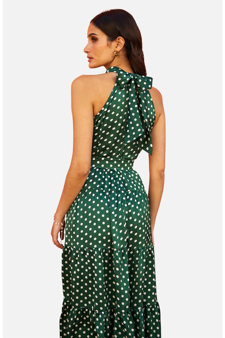 Spot Print Halter Midi Dress, Alternate, color, Green