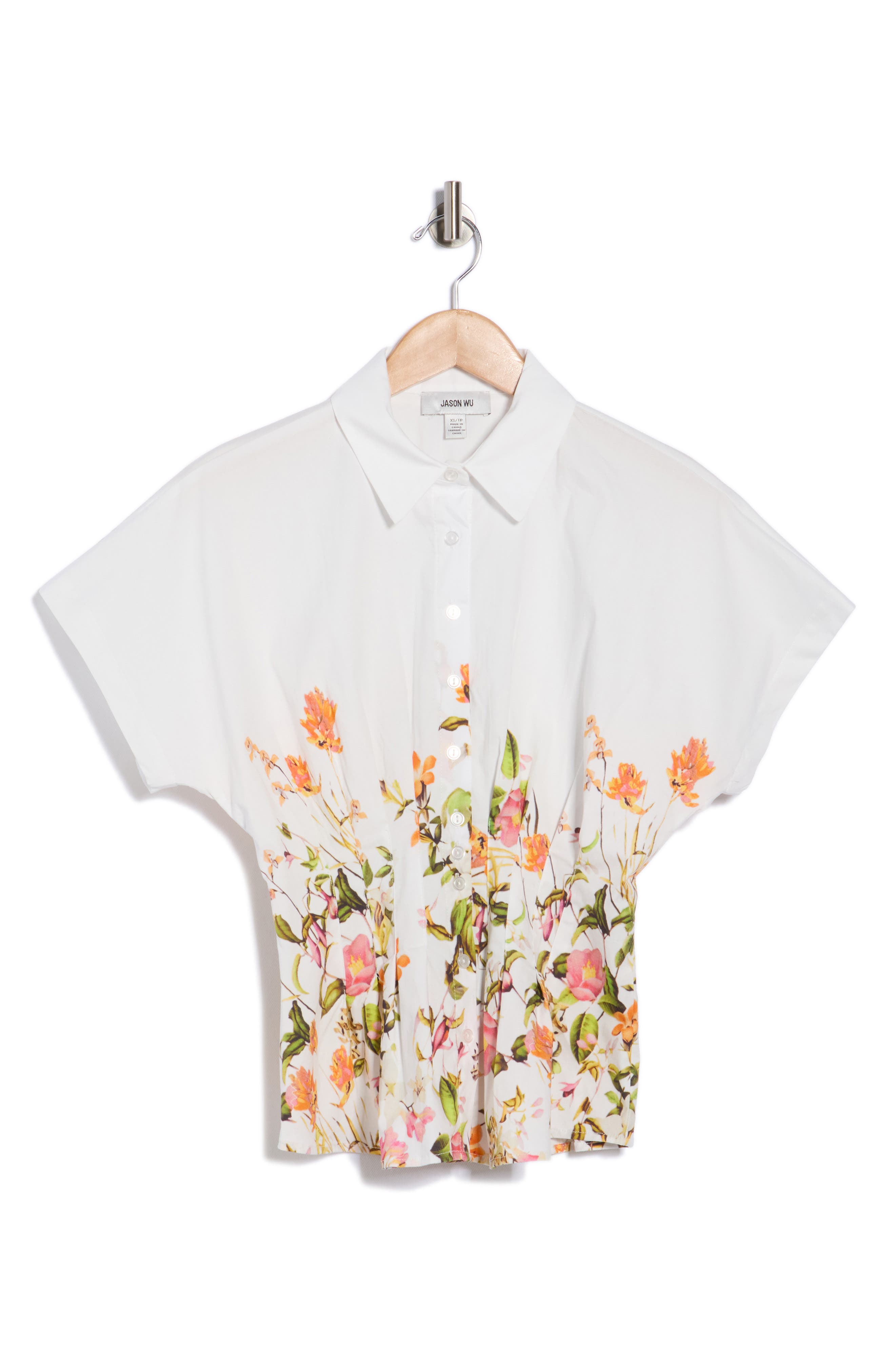 JASON WU Short Sleeve Printed Top