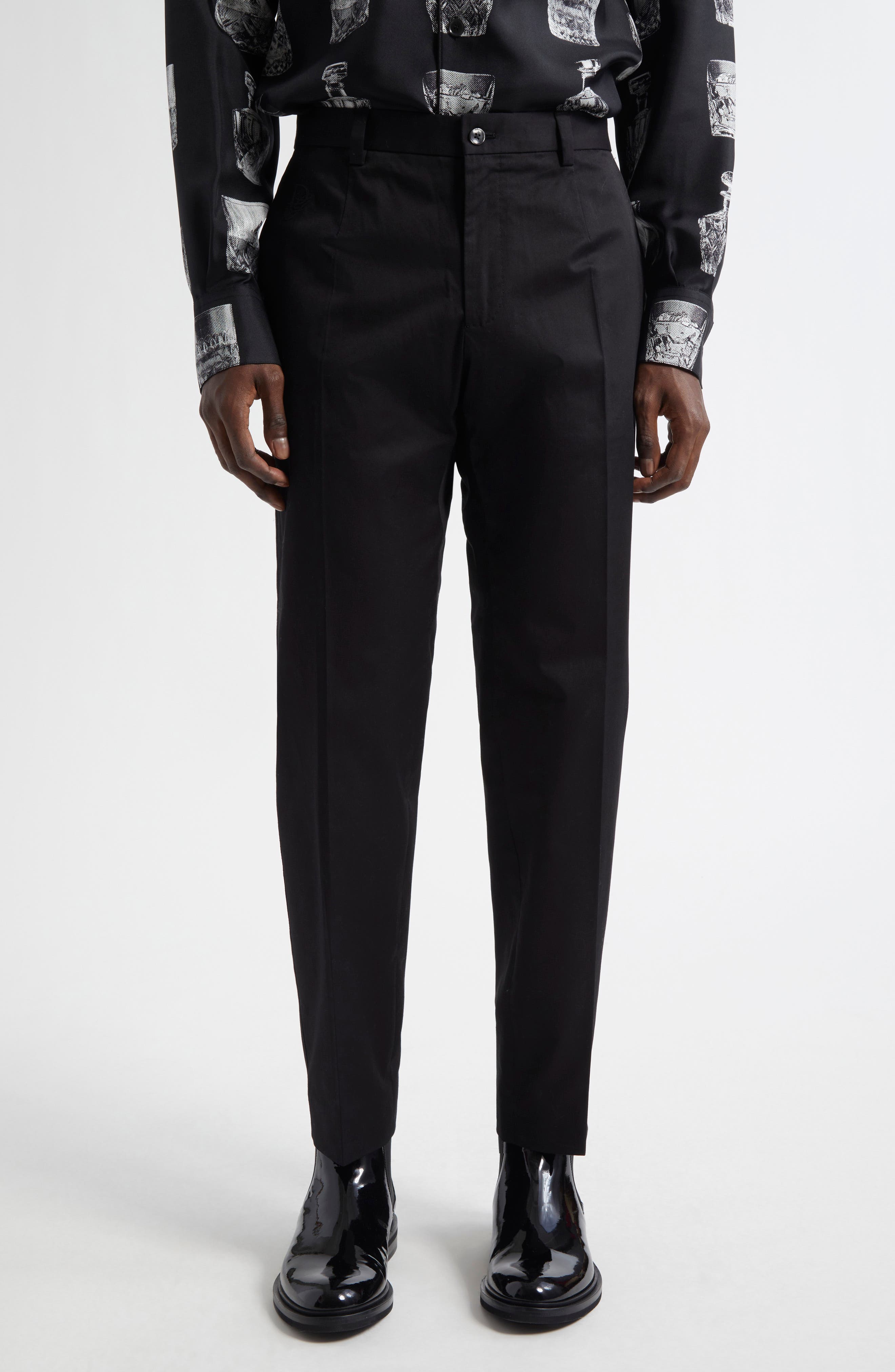 Stretch Cotton Straight Leg Pants