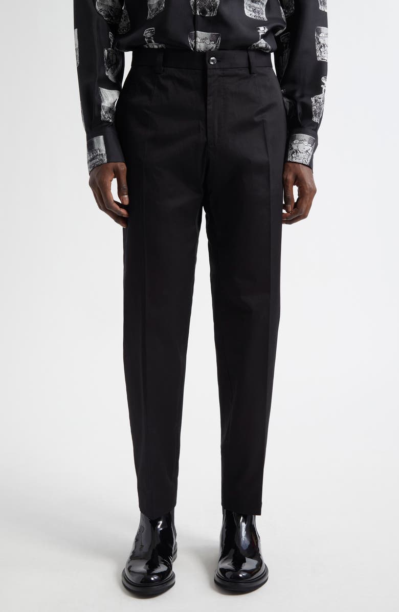 Dolce&Gabbana Stretch Cotton Straight Leg Pants, Main, color, N0000 Nero