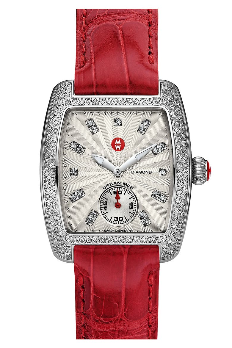'Urban Mini Diamond' Diamond Dial Watch Case, 29mm x 30mm, Alternate, color, SILVER