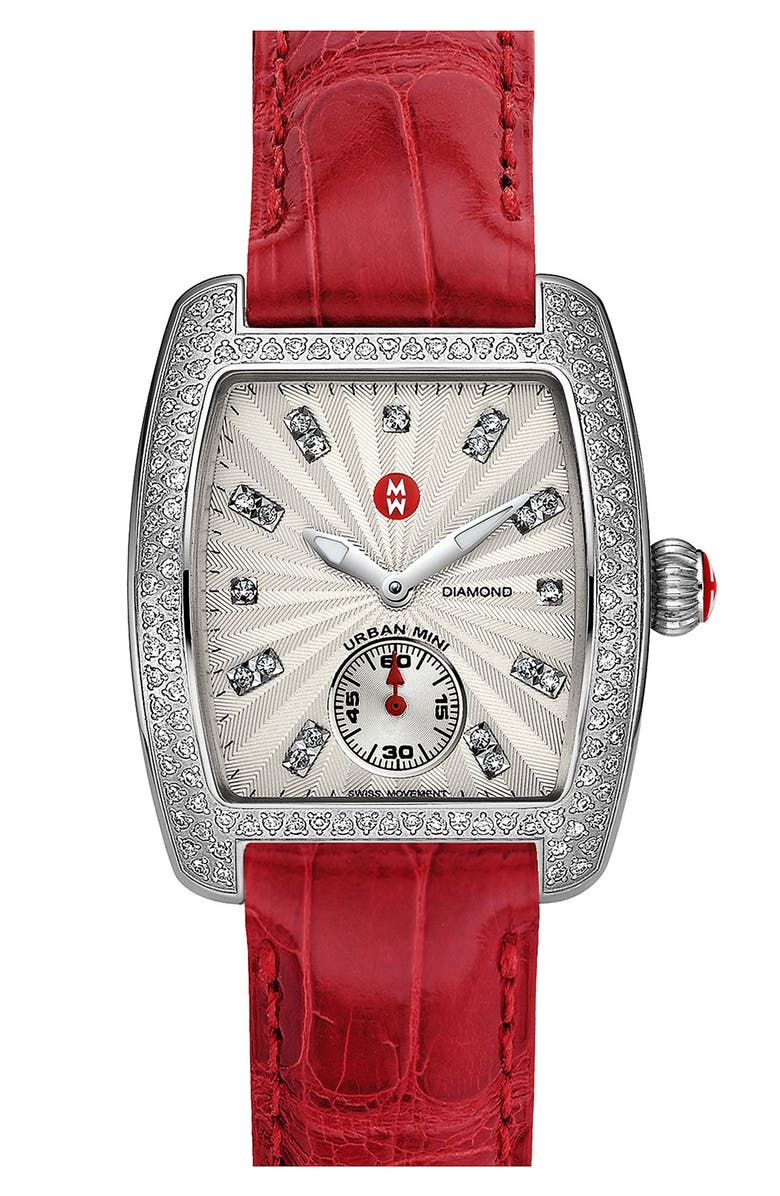 MICHELE 'Urban Mini Diamond' Diamond Dial Watch Case, 29mm x 30mm, Alternate, color, 