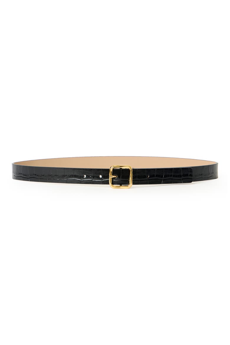 Ellie Croco Embossed Leathe Belt, Main, color, BLACK GOLD