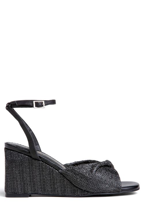 Allegra James Mona Raffia Wedge Sandal In Black