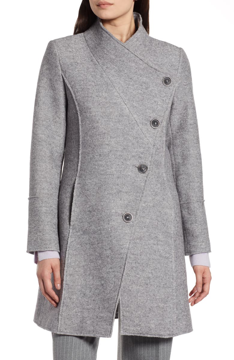 Halogen<sup>®</sup> Boiled Wool-Blend Asymmetrical Coat, Alternate, color,