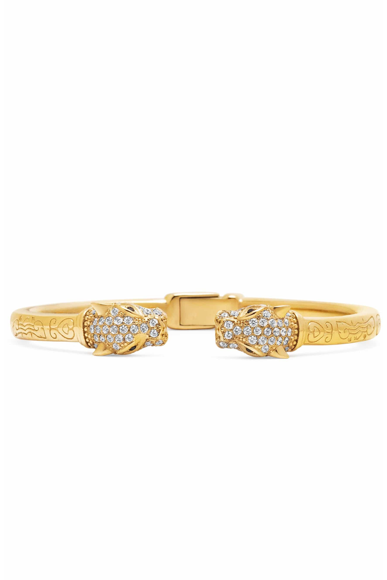 Gold CZ Feminine Panther Bangle, Alternate, color, Gold