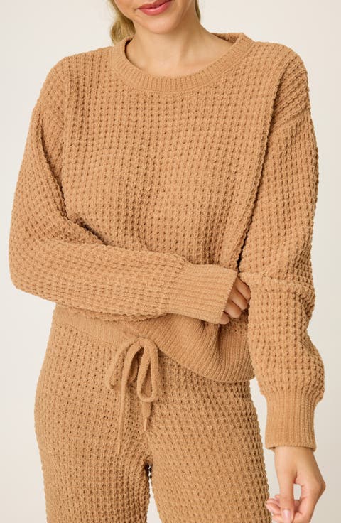 Chenille Waffle Knit Lounge Sweater