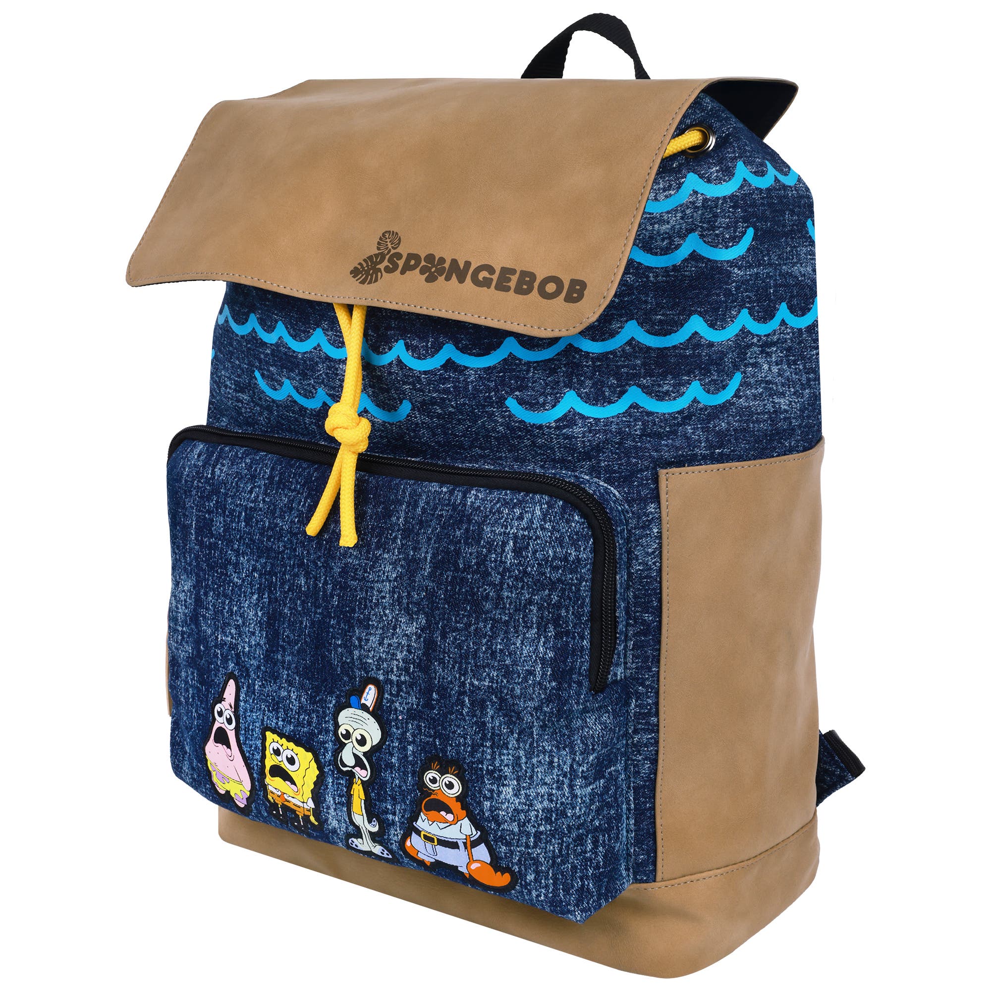NICK SPONGEBOB Denim 
Nubuck Backpack with Embroidered Patch, Alternate, color, Multi