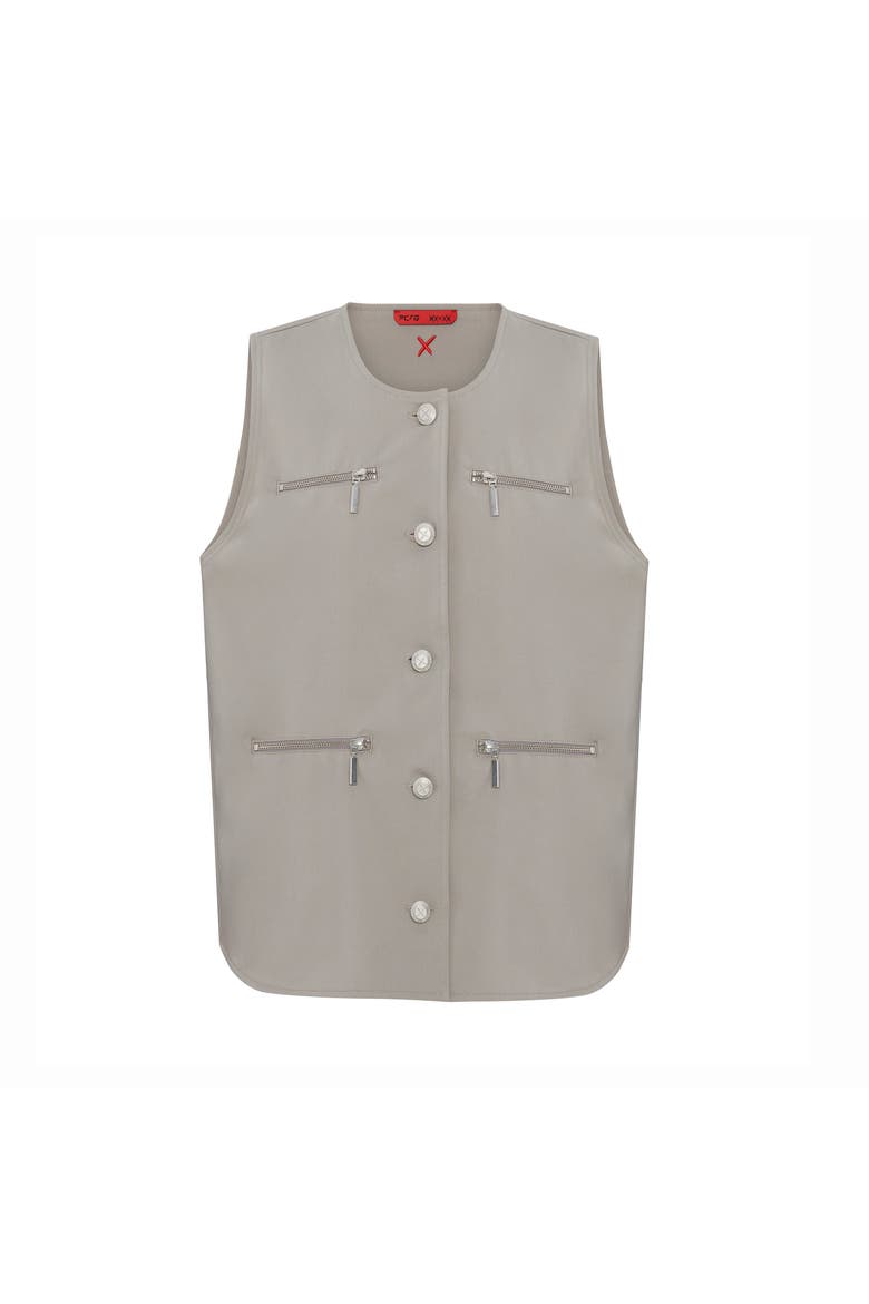 Cotton Woven Vest With Zip Detail, Main, color, BEIGE