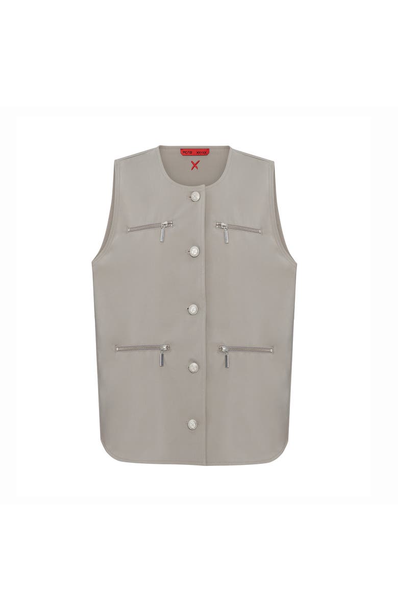 PCFG Cotton Woven Vest With Zip Detail, Main, color, Beige