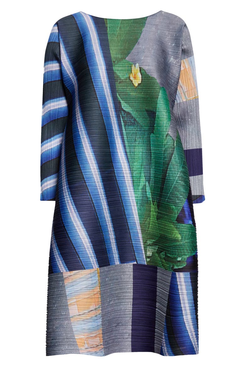 City Collage Pleated Dress, Alternate, color, GRAY X NAVY