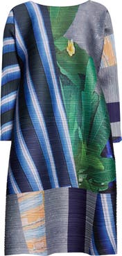 Pleats Please Issey Miyake City Collage Pleated Dress