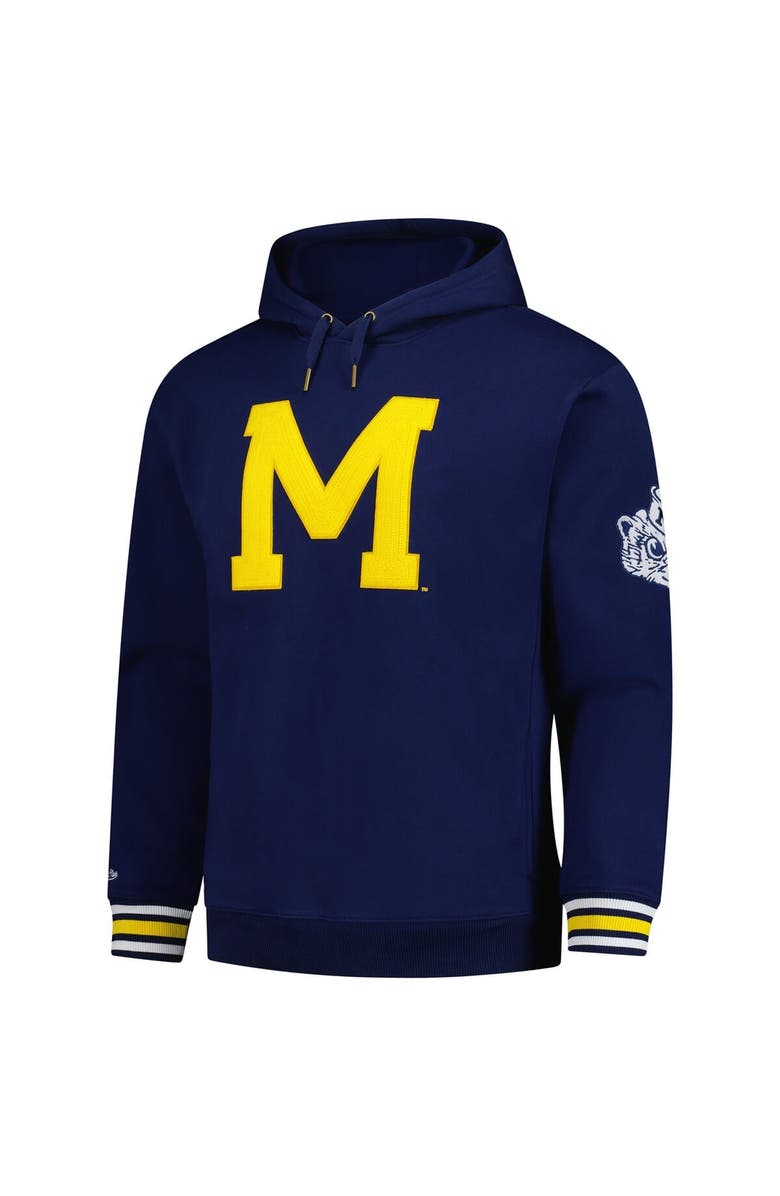 Mitchell & Ness Men's Mitchell & Ness Navy Michigan Wolverines Chainstich Fleece Pullover Hoodie, Alternate, color, Navy