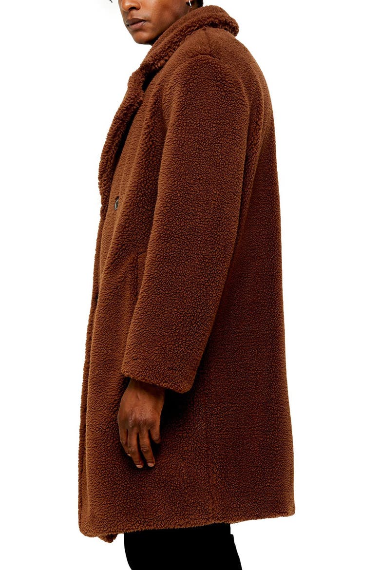 Faux Fur Long Teddy Coat, Alternate, color, ORANGE