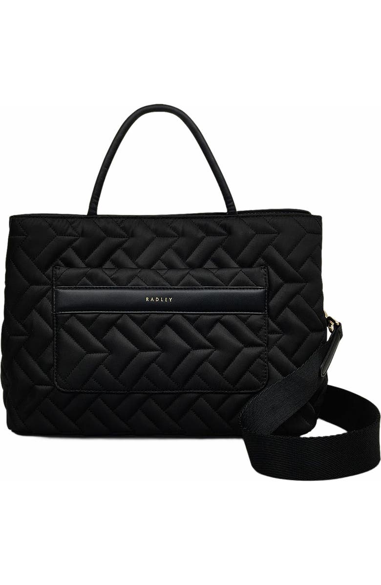 Radley Holland Park - Quilt Medium Ziptop Satchel Bag, Main, color, Black
