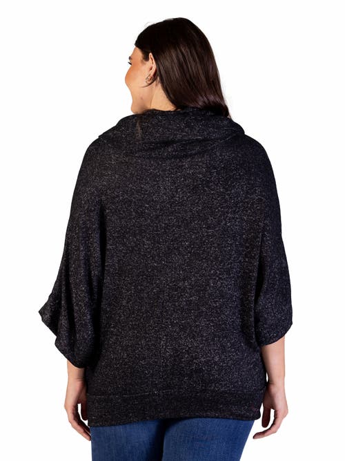24seven Comfort Apparel Cowl Neck Dolman Sleeve Sweater Top In Black