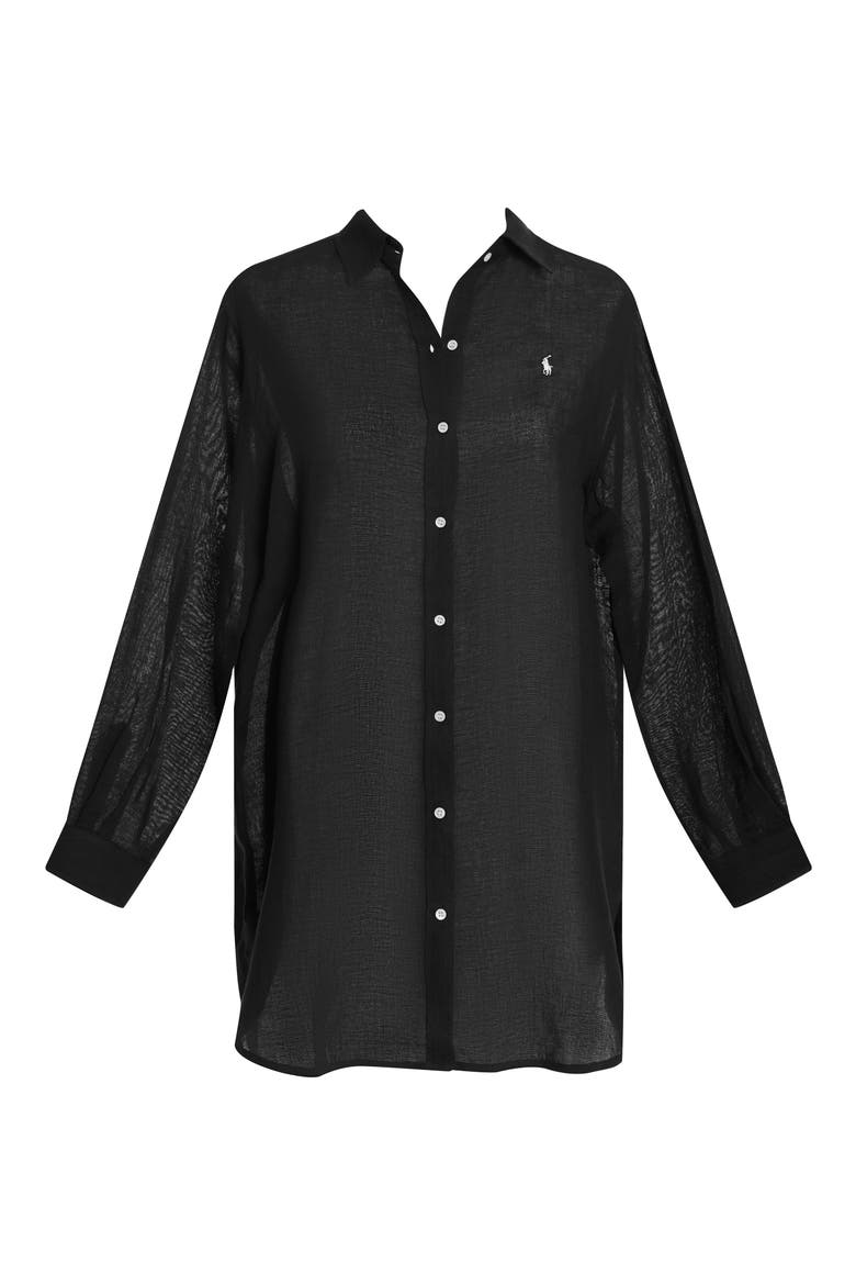 Boyfriend Cover-Up Shirt, Alternate, color, BLACK