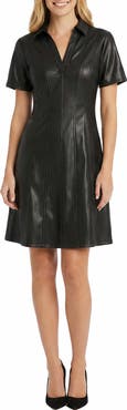 Maggy London Faux Leather Fit & Flare Dress