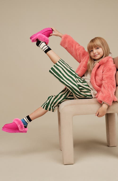 Ugg(r) Kids' Disquette Genuine Shearling Trim Slipper In Pink