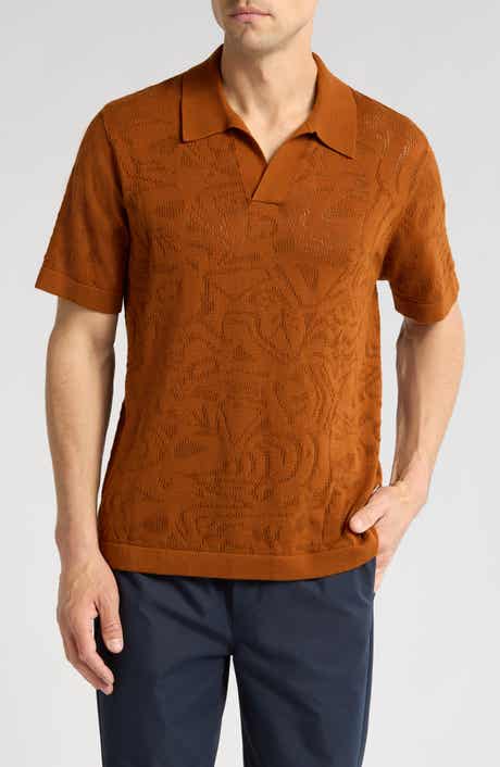 NN07 Ryan 6692 Abstract Floral Pointelle Organic Cotton Polo
