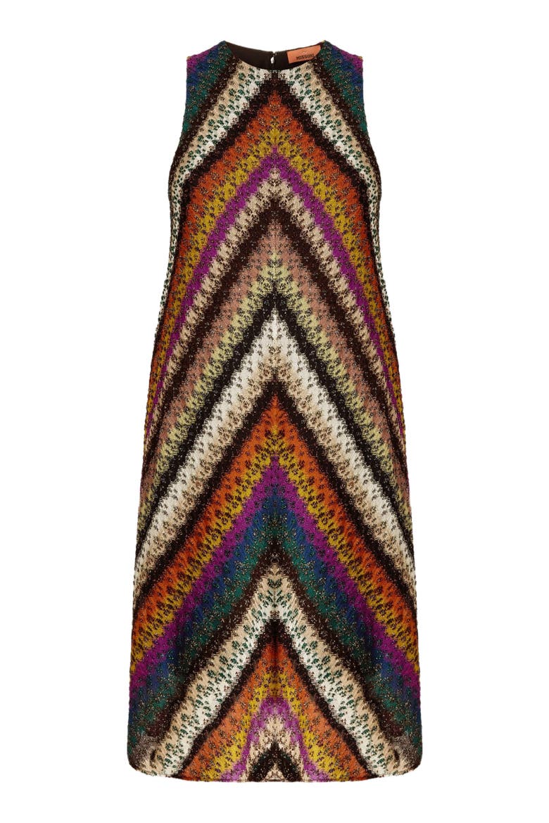 Crew Neck Mini Dress In Perforated Tulle Lace, Alternate, color, Multicoloured