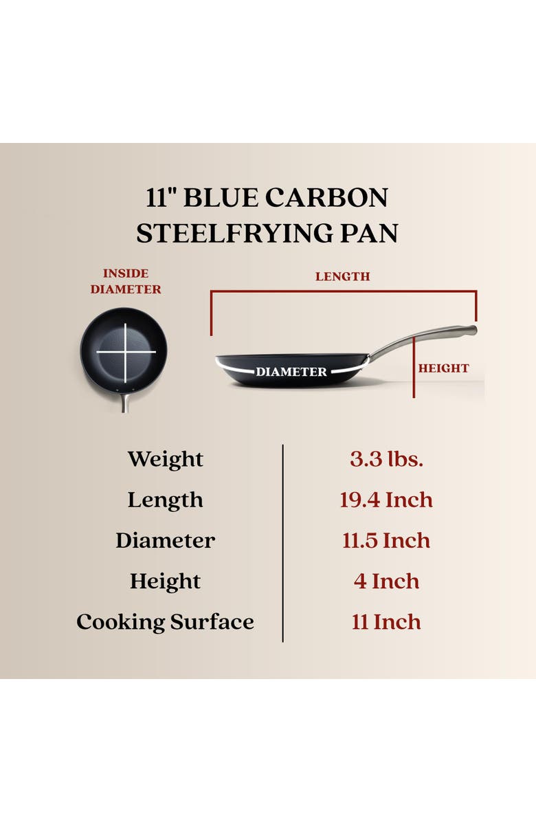 Alva Black Angus Carbon Steel Frying Pan, Alternate, color, Blue 11-Inch