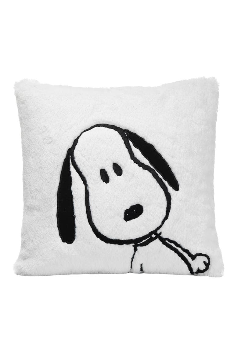 Classic Snoopy Furry Decorative Nursery Throw Pillow, Main, color, White