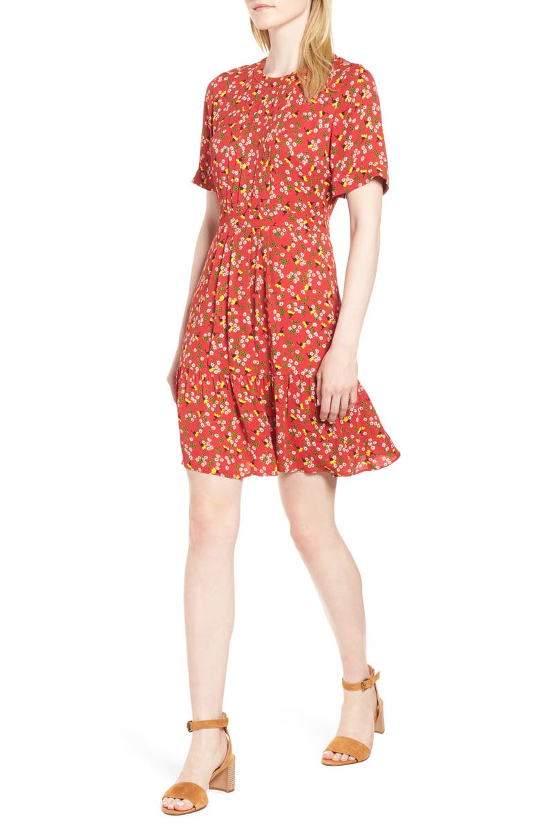 Whistles Peony Print Pleat Dress, Main, color, 