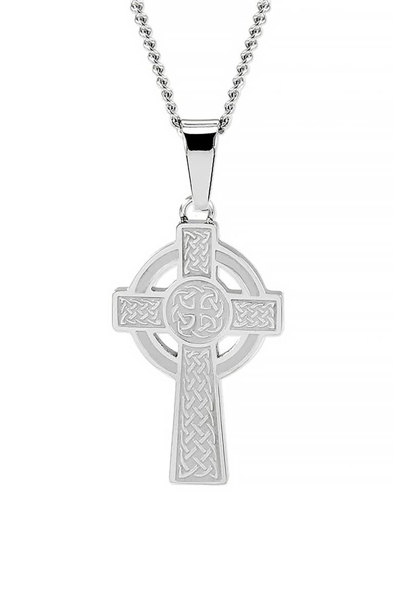 Men's Celtic Cross Pendant Necklace, Main, color, SILVER