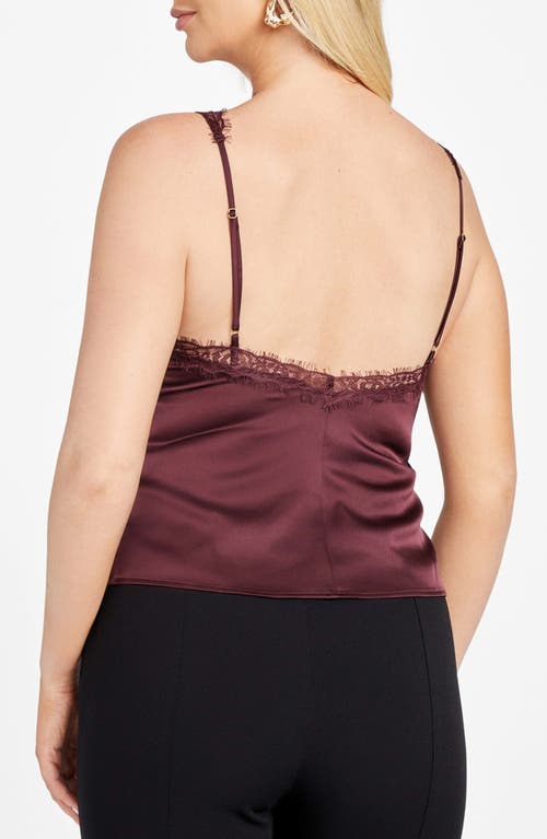 Marciano Jael Lace Trim Satin Camisole In Brown