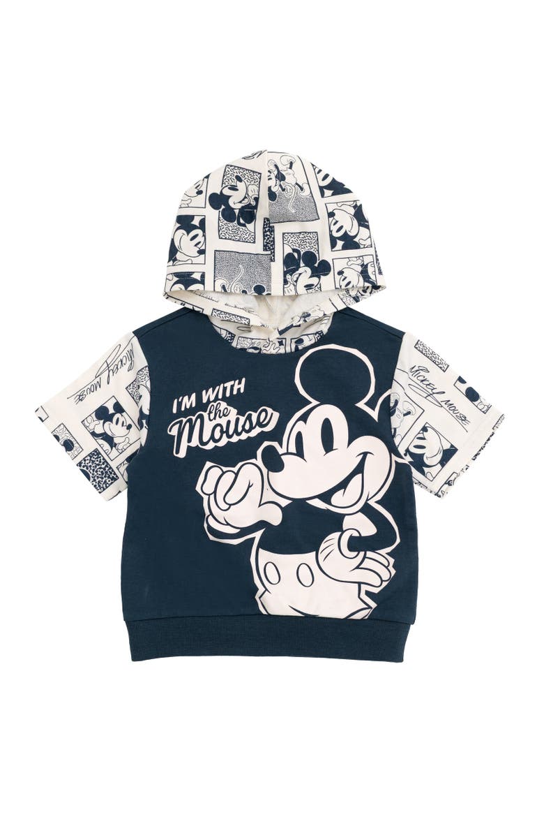 Short Sleeve Hoodie & Shorts Set, Alternate, color, Mickey Mouse Blue