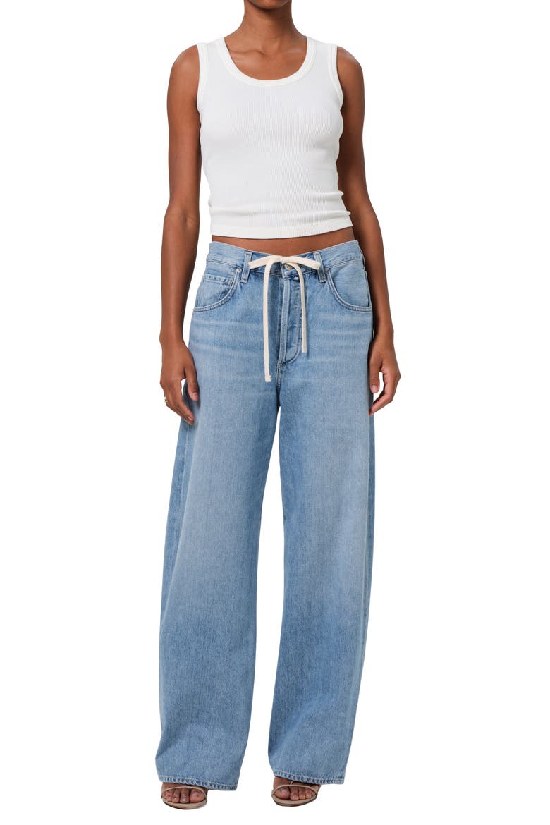 Brynn Drawstring High Waist Wide Leg Jeans, Alternate, color, BLUE LACE (LT INDIGO)