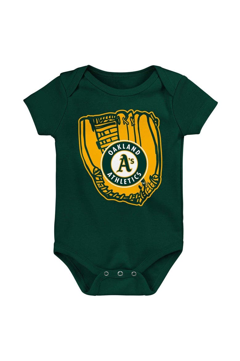 Newborn & Infant Gold/Green/White Oakland Athletics Minor League Player Three-Pack Bodysuit Set, Alternate, color, Gold