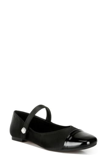 London Rag Albi Patent Toe Cap Satin Mary Jane Sandal In Black